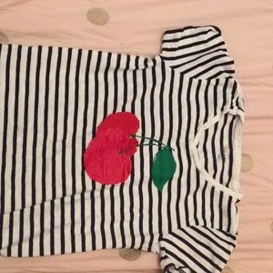 Sequin cherry striped shirt